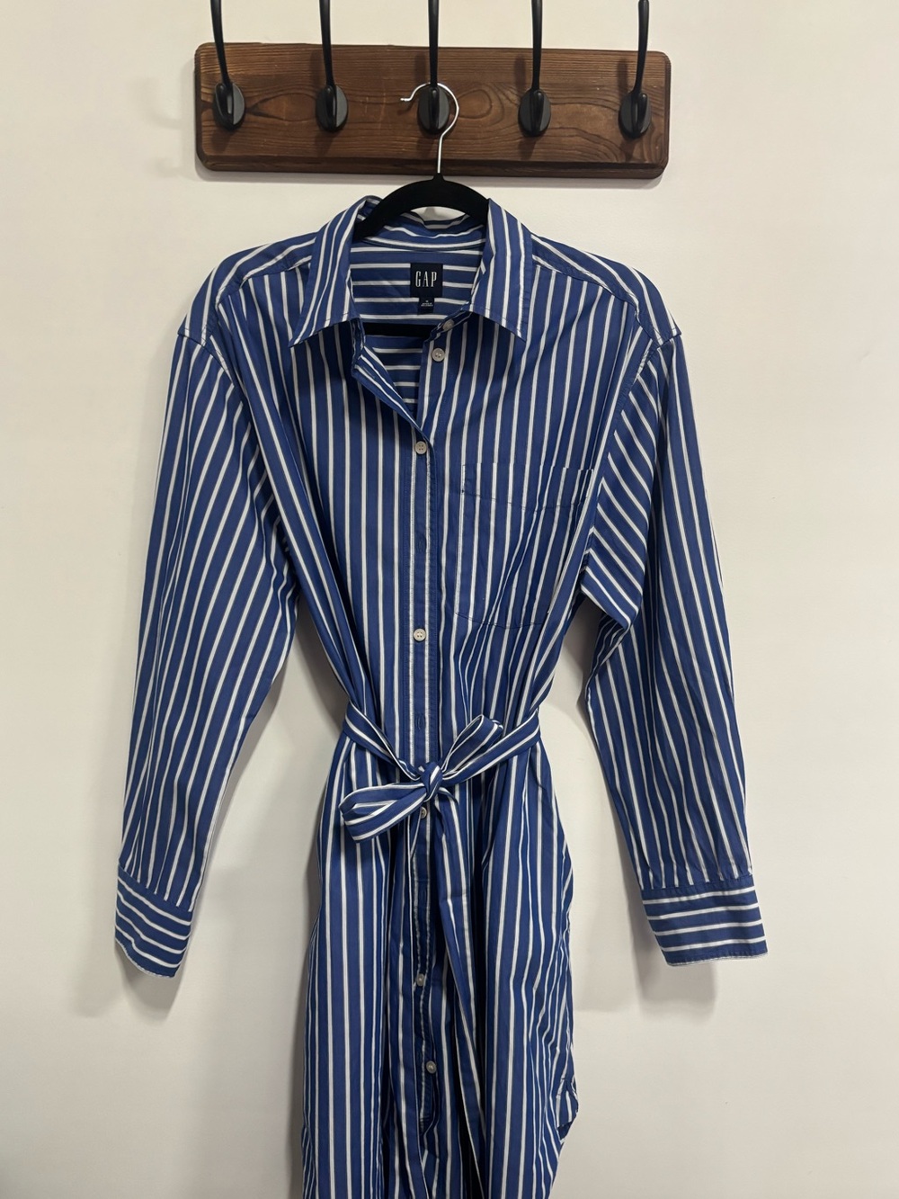 GAP Tie Waist Poplin Shirt Dress